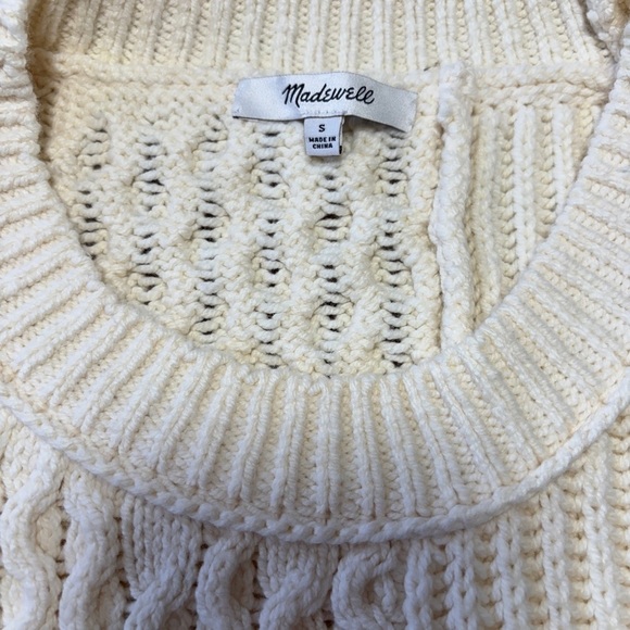 Madewell Patchwork Sweater Vest Cable Knot Oversized Boxy Soft Cotton Blend SZ S - Picture 6 of 9